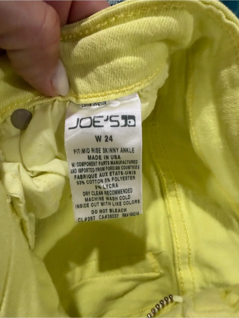 Joe's Jeans Lemon Yellow Skinny Ankle Jeans - Picture 2 of 2